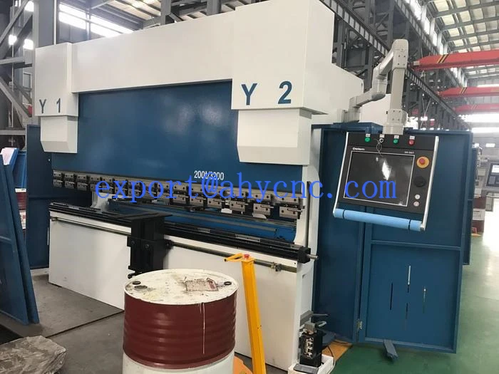 China Yawei 200T3M 7 axis cnc press brake DELEM DA66T 2D CNC motorized crowning table AHYW